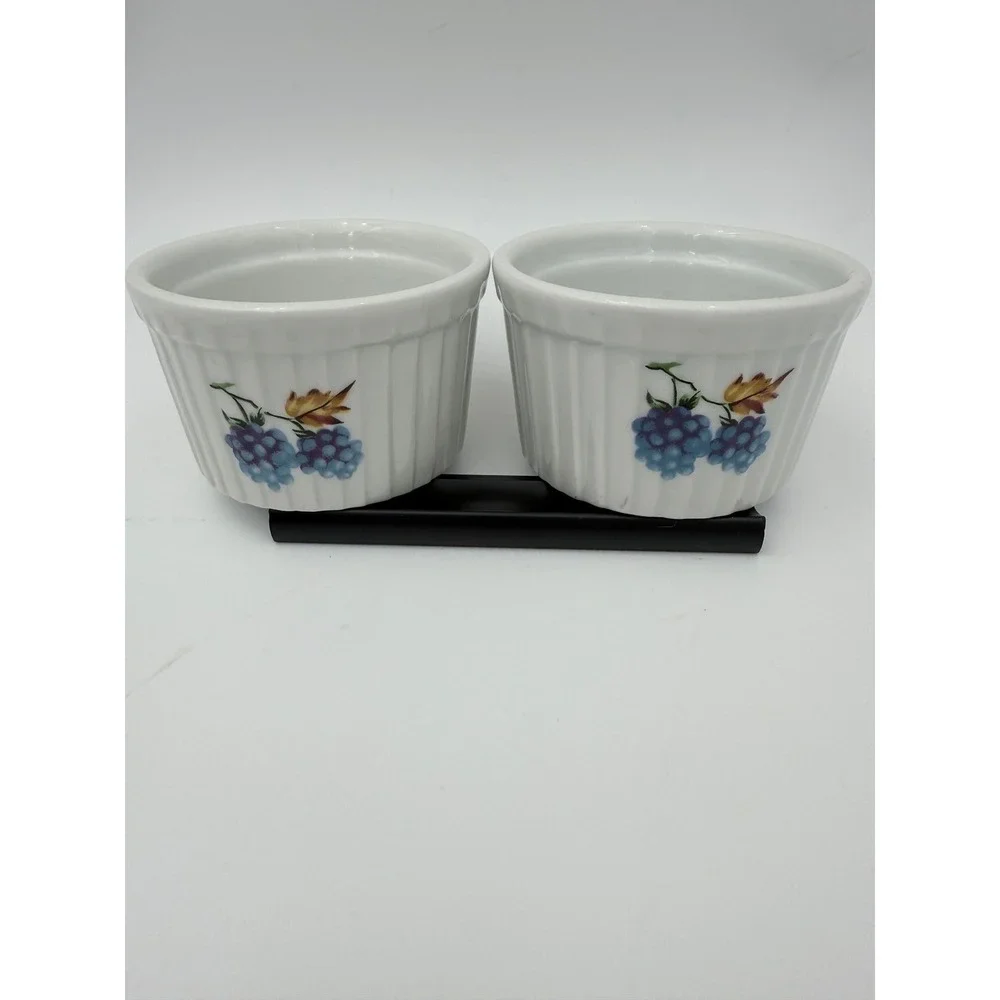 BIA Cordon Bleu‎ Ramekins Set of 2 Fruit Pattern Porcelain 3